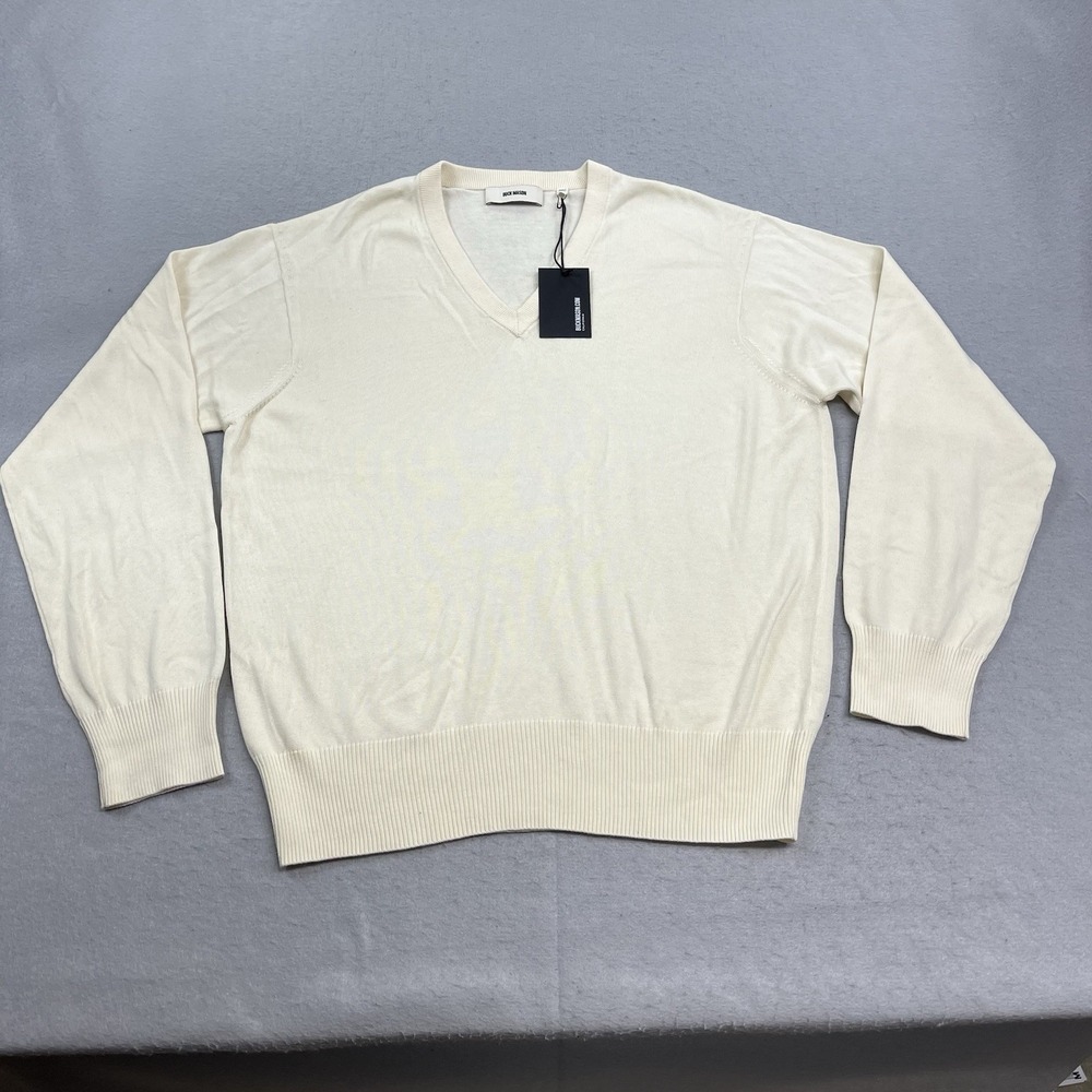 Buck Mason Sweater Mens Large Natural Como Cashmere Blend V Neck